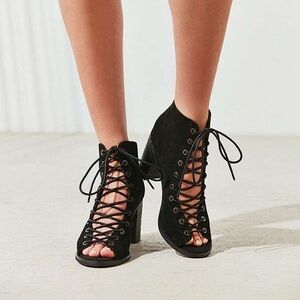 Jeffrey Campbell tie up booties/sandals with a mini heel